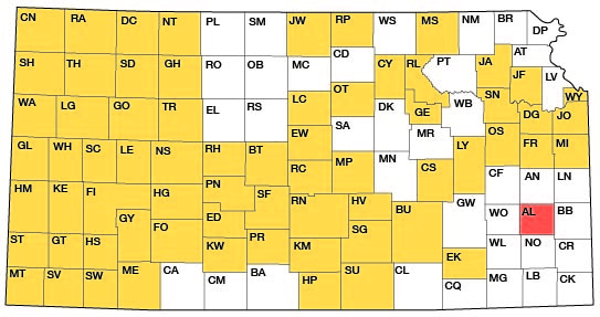 Index map of Kansas showing Allen County and other bulletins online.